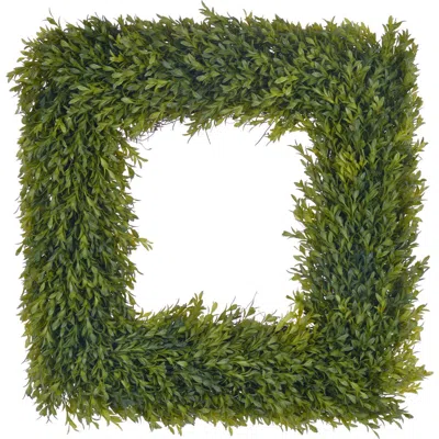 Winward Home Tea Leaf Boxwood Square Wreath In Green
