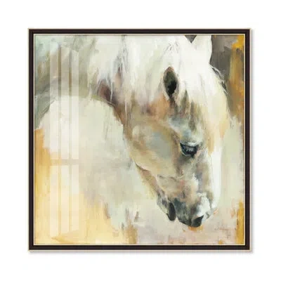 Winward Home The Luminous White Stallion - Picture Frame Painting Print On Paper In White;yellow