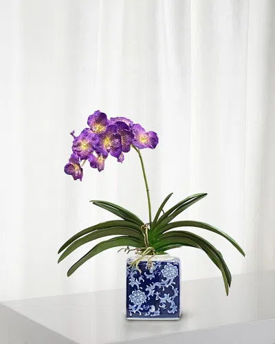 Winward Home Vanda Faux Orchid In Square Pot In Purple