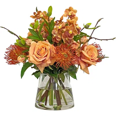 Winward Home Vanda Rose In Glass In Multi