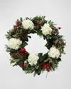 Winward Home White Hydrangea Holiday Wreath In Multi
