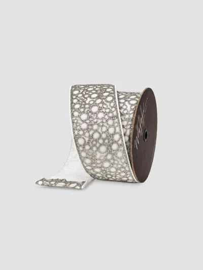 Winward Home White Velvet & Glitter Circle Ribbon In Silver