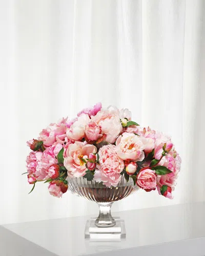 Winward Mix Peony In Large Stripe Cut Bowl