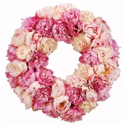 Winward Silks 24" Polyester Wreath In Pink