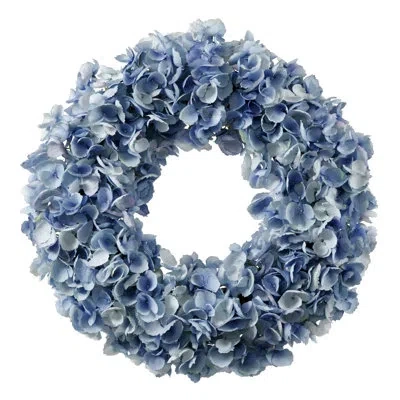 Winward Silks Faux Hydrangea 24" Polyester Wreath In Blue