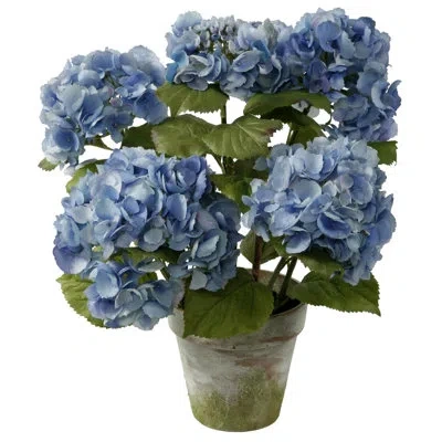 Winward Silks Hydrangea Arrangement In Pot In Light Blue