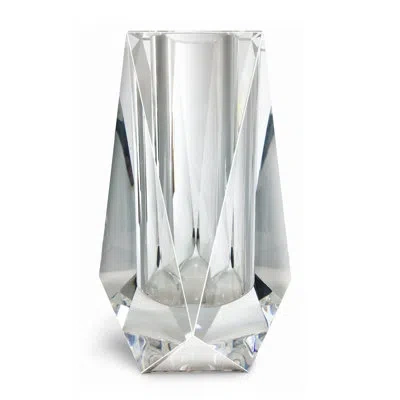 Winward Silks Lesley Faceted Crystal Table Vase In Clear