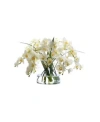 Winward Silks Permanent Botanicals Phalaenopsis In Glass In White
