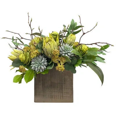 Winward Silks Protea Centerpiece In Basket