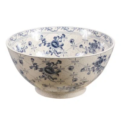 Winward Silks Rose Trellis Decorative Bowl In Blue,white