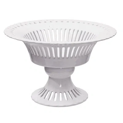 Winward Silks Vermeil Compote Decorative Bowl In White