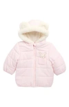 Wippette 3d Bunny Appliqué Hooded Puffer Jacket In Pink
