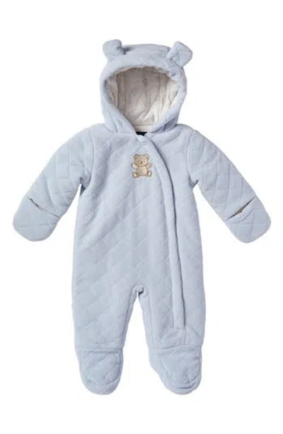 Wippette Babies'  Bear Hooded Quilted Pram In Soft Blue