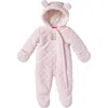 Wippette Bear Hooded Quilted Pram In Soft Pink