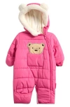 Wippette Faux Fur Trim Quilted Bear Pram In Pink