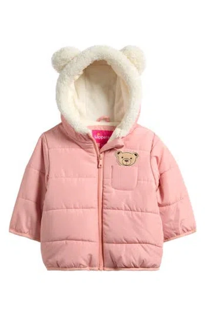 Wippette Babies'  Kids' Bear Hooded Quilted Jacket In Pink