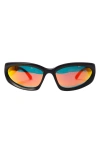 Wisdom Frame 5 Rectangular Sunglasses In Black/ Sunset Lens