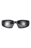 Wisdom Frame 5 Rectangular Sunglasses In Black/black