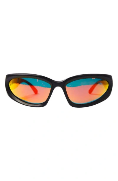Wisdom Frame 5 Rectangular Sunglasses In Black/sunset Lens