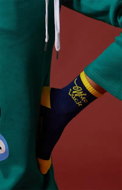 Wish Me Luck Classics Crew Socks In Navy In Multi