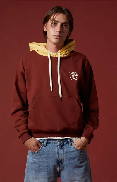 Wish Me Luck Men's Billiards League Hoodie In Burgundy