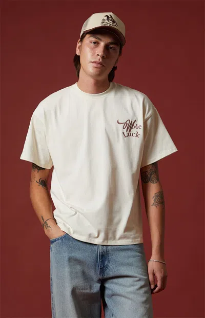 Wish Me Luck Men's Lucky Farms T-shirt In Cream In White