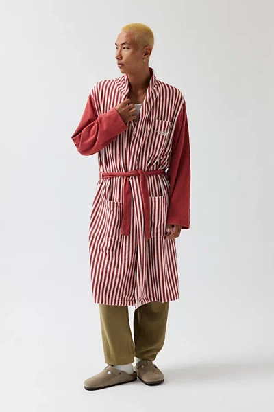 Wish Me Luck Stripe Pattern Robe In Red, Men's At Urban Outfitters
