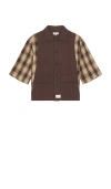 Wish Me Luck Workers Plaid Top In Brown