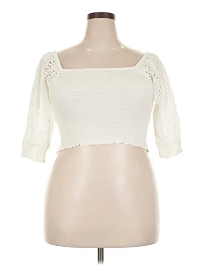 Pre-owned Wish Short Sleeve Top Ivory Sweetheart Neckline Tops In White