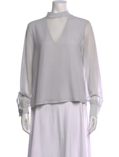 Pre-owned Wish Silk V-neck Blouse W/ Tags In Grey
