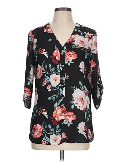 Pre-owned Wishful Park 3/4 Sleeve Blouse In Black