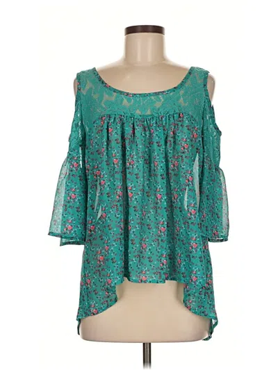 Pre-owned Wishful Park 3/4 Sleeve Blouse In Blue