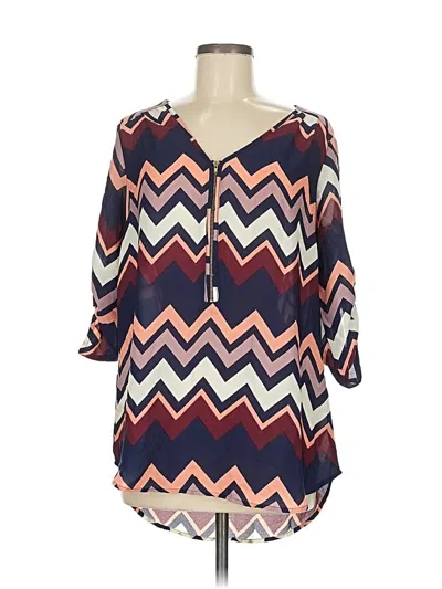 Pre-owned Wishful Park 3/4 Sleeve Blouse In Blue