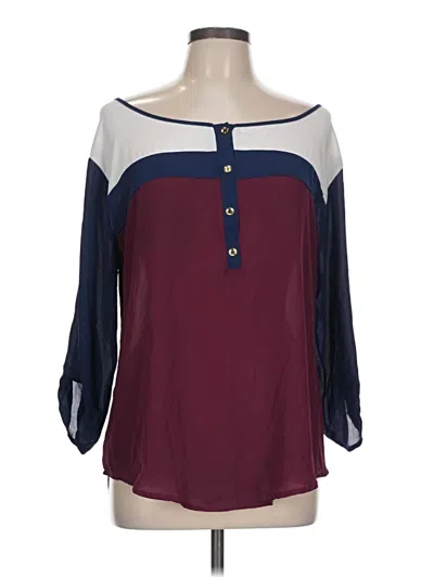 Pre-owned Wishful Park 3/4 Sleeve Blouse In Burgundy