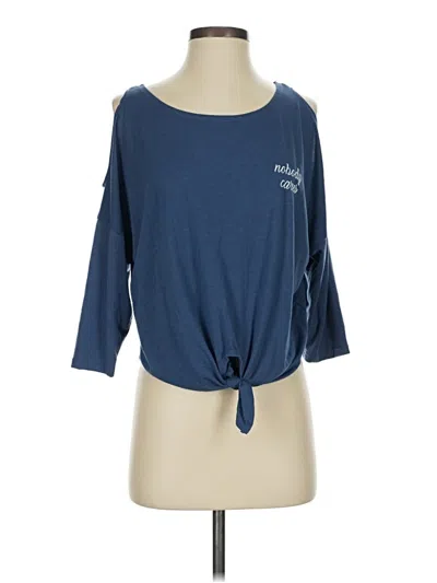 Pre-owned Wishful Park 3/4 Sleeve Top Blue Boatneck Tops