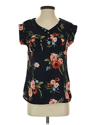 Pre-owned Wishful Park Short Sleeve Blouse In Black