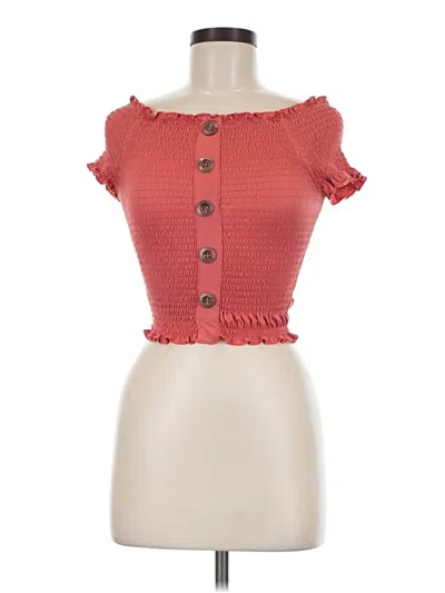 Pre-owned Wishful Park Short Sleeve Top Red Sweetheart Neckline Tops