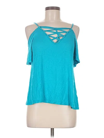 Pre-owned Wishful Park Short Sleeve Top Teal Cold Shoulder Neckline Tops