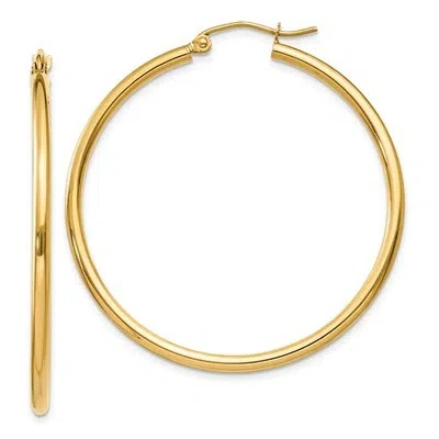 Pre-owned Wishing For Claudia 10k Yellow Gold Hinged Hoop Earrings Polished Plain Hoops 1.5" (2x37mm) 2.2 Gm