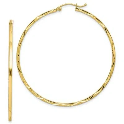 Pre-owned Wishing For Claudia 10k Yellow Gold Large Diamond Cut Hoop Earrings Polished Hoops (1.5x50mm)