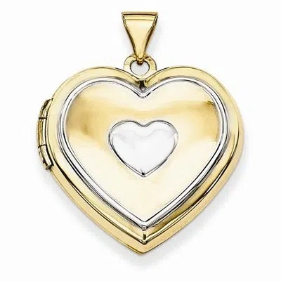 Pre-owned Wishing For Claudia 14k Gold Two-tone Heart Locket With Key Charm Inside Pendant - 1 Inch Length