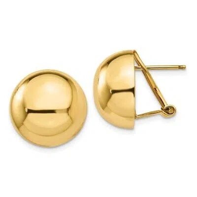 Pre-owned Wishing For Claudia 14k Yellow Gold 16mm Half Ball Button Omega Back Post Stud Earrings 0.63 Inch