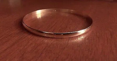 Pre-owned Wishing For Claudia 14k Yellow Gold 7.75" Solid 4mm Polished Round Slip-on Bangle Bracelet