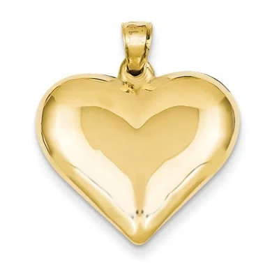 Pre-owned Wishing For Claudia 14k Yellow Gold Polished 3-d Puffed Puff Heart Pendant Charm 0.98 Inch