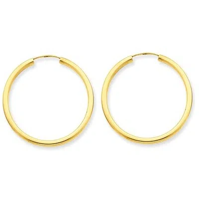 Pre-owned Wishing For Claudia 14k Yellow Gold Round Endless Hoop Earrings Polished Hoops 2mm 1.2 Inch