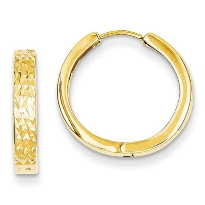 Pre-owned Wishing For Claudia 14k Yellow Gold Round Hinged Hoop Earrings Diamond-cut Hoops 3.5mm 0.7" Inch