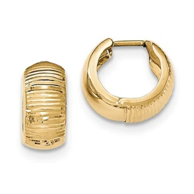 Pre-owned Wishing For Claudia 14k Yellow Gold Round Hinged Huggie Hoop Earrings Diamond-cut Hoops 0.6 Inch