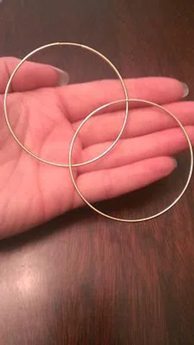 Pre-owned Wishing For Claudia 2.5" Large 10k Yellow Gold Round Endless Hoop Earrings Polished Hoops (1x65mm)