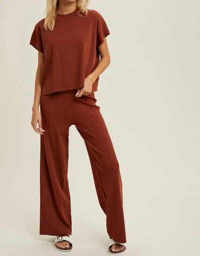 Wishlist Addison Ribbed Knit Set In Rust In Brown