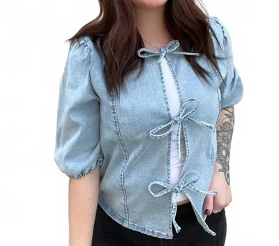 Wishlist Amber Front Tie Blouse In Blue